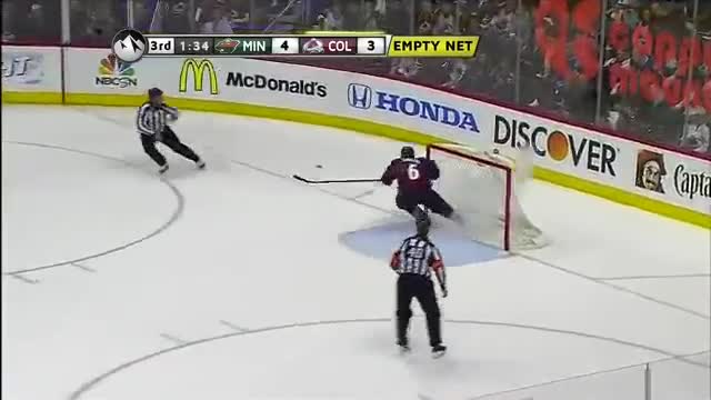 Erik Johnson races back to save the empty net