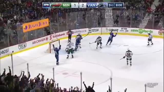 Alex Biega Scores His First Career NHL Goal vs Wild (Feb. 16, 2015)
