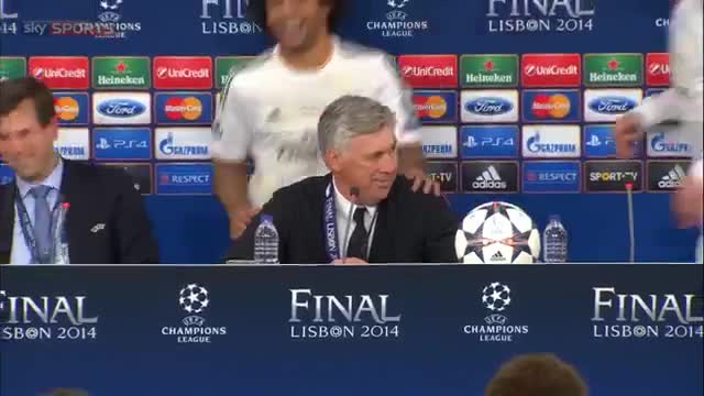 Real Madrid players invade Carlo Ancelotti's press conference
