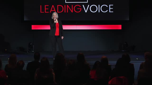 Lydia Taggart on stage at Leading Voices